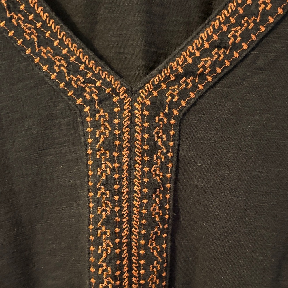J. Jill Navy Blue Tunic with Rust Embroidered Trim - Picture 4 of 5